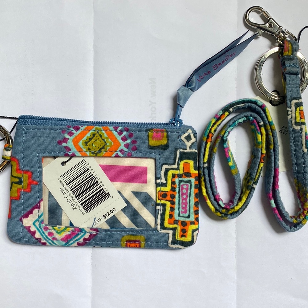 Vera Bradley zip id and lanyard painted medallions